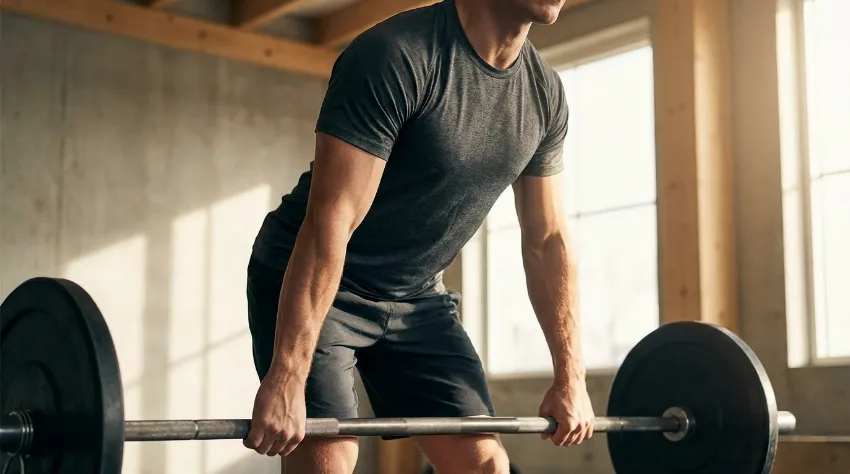 Fitneser v začetnem položaju mrtvega dviga aktivira hrbtne mišice