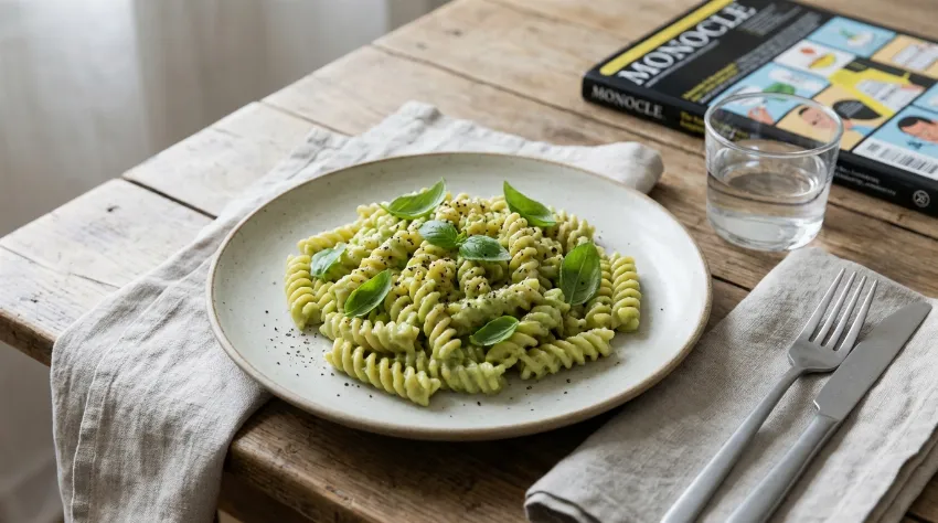 Testenine s kremno avokadovo omako in baziliko