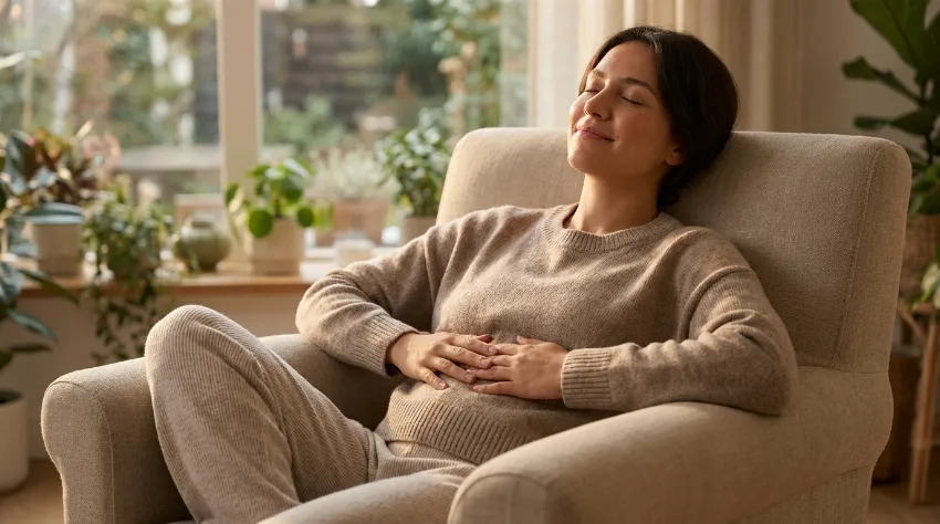 Izvajanje dihalnih vaj za sprostitev prsnega koša