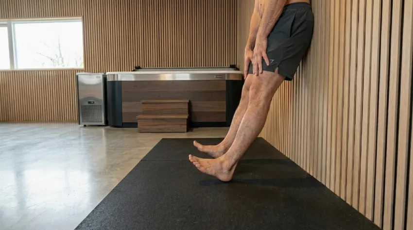 Pravilna izvedba vaje dvigovanje prstov ob steni za krepitev golenice