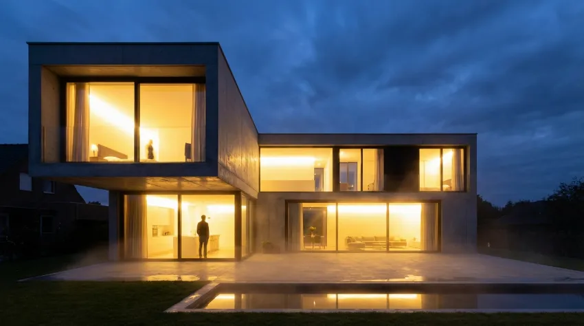 Osvetljena moderna hiša kot metafora za hiter metabolizem