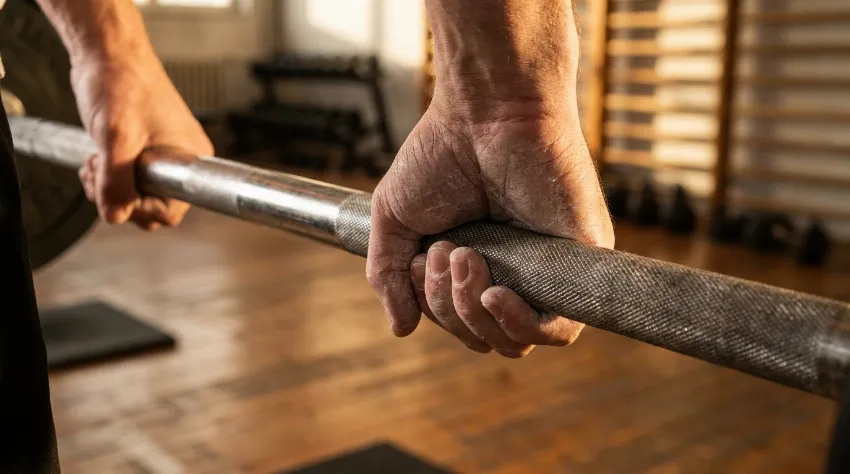 Roke s kredo na olimpijski palici pred dvigom