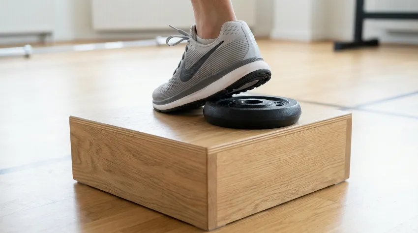 Stopalo na stopnici z dvignjeno peto za vajo Poliquin step-up