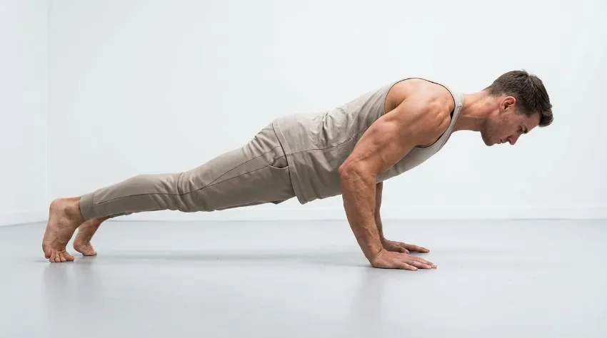 Prikaz pseudo planche sklece in spremembe težišča