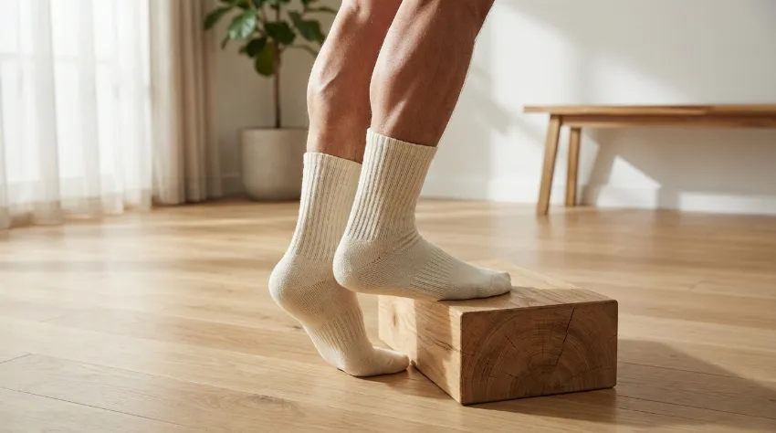 Vaja za ahilovo tetivo na stopnici - ekscentrični spust pete