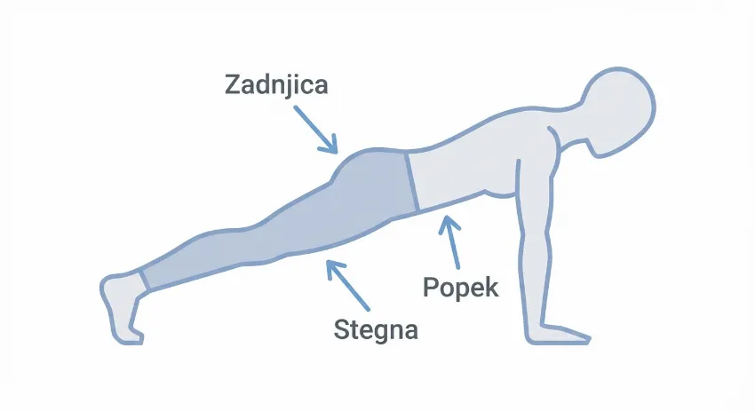 Anatomija mišic pri pravilni izvedbi deske