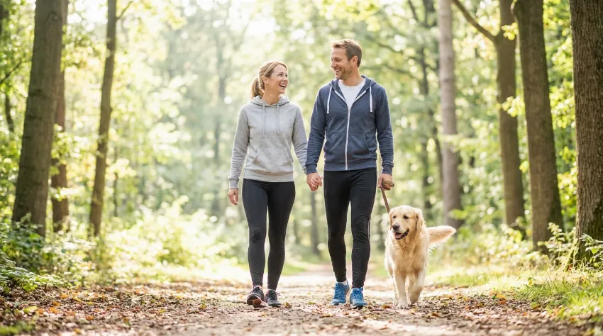 Par na sproščenem sprehodu v naravi med postnim dnem