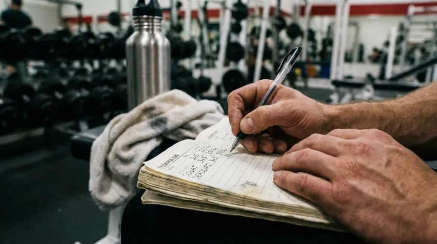 Zapisovanje vaj in tež v dnevnik treninga