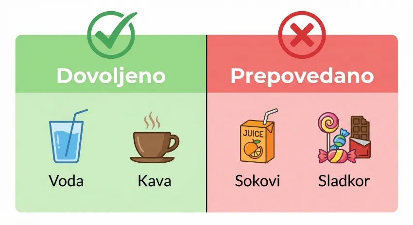 Tabela dovoljenih in prepovedanih pijač med postom