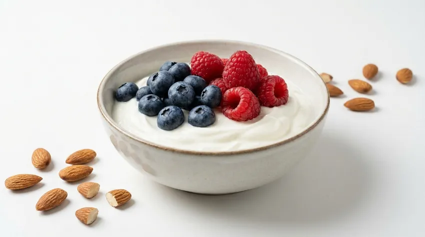 Skodelica grškega jogurta s sadjem in oreščki