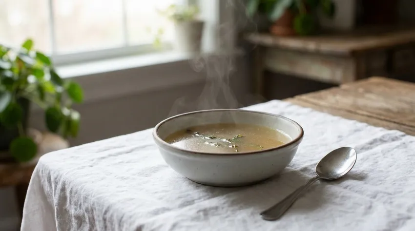 Skodelica kostne juhe za prekinitev posta