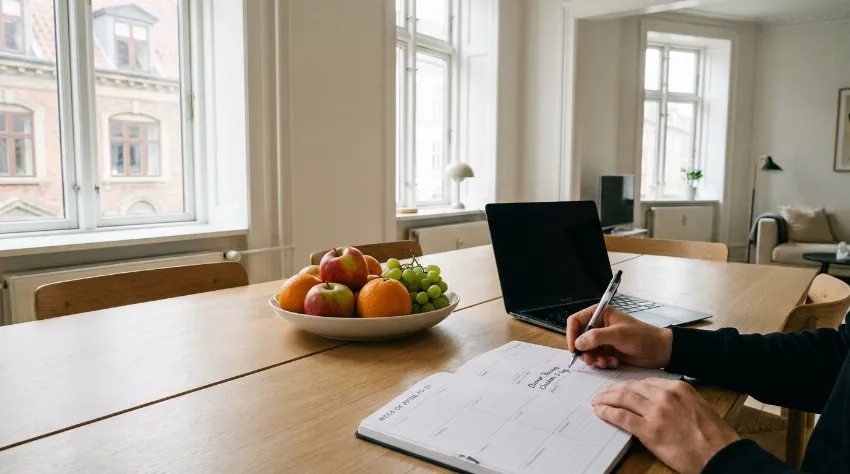 Načrtovanje obrokov v beležko za tedenski kalorični vnos
