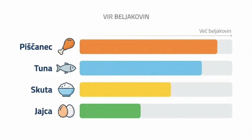 Grafični prikaz najboljših virov beljakovin