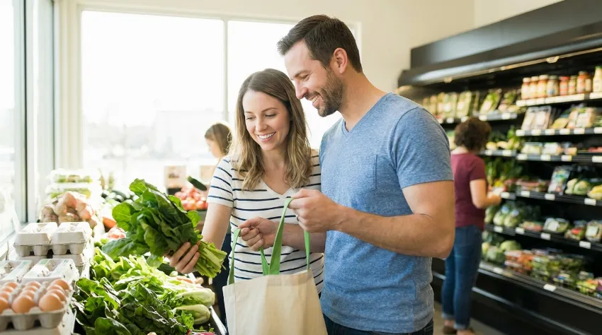 Par v trgovini izbira zdrava živila