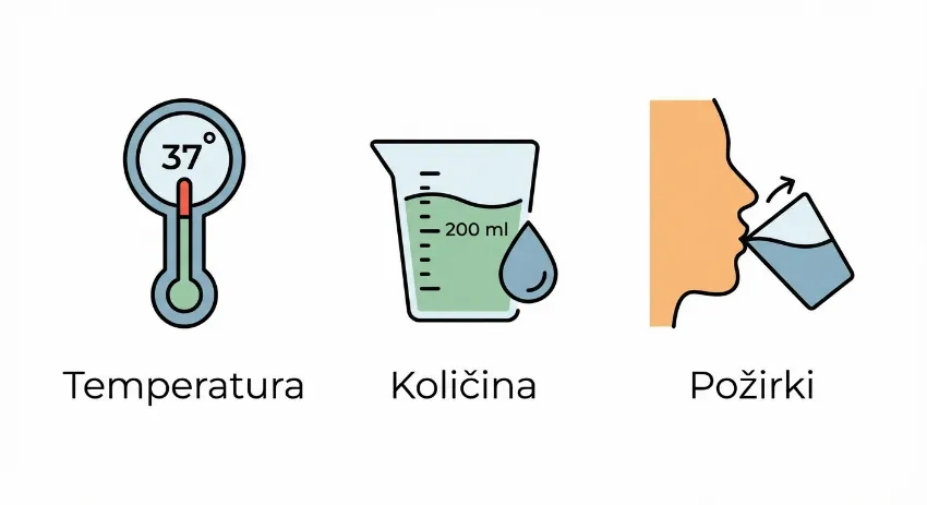 Infografika s parametri za pitje vode