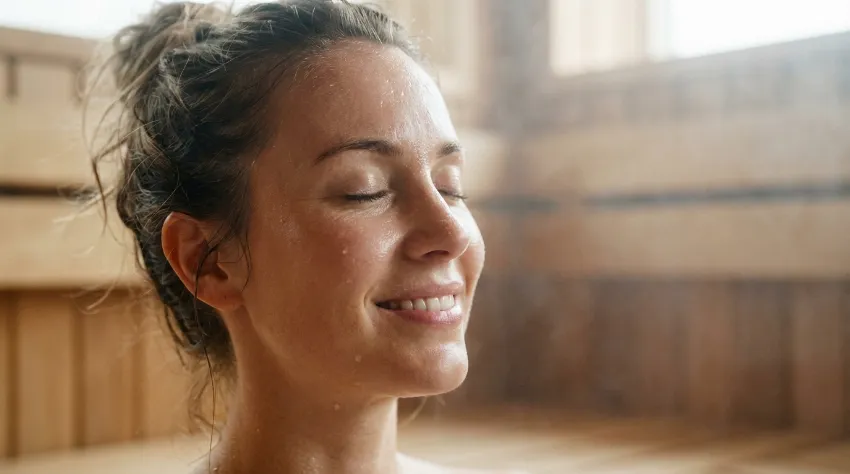 Ženska se poti v savni