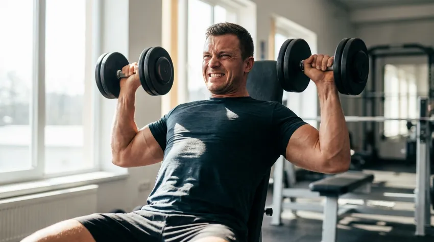 Izvajanje potiska s prsi z ročkami na klopi