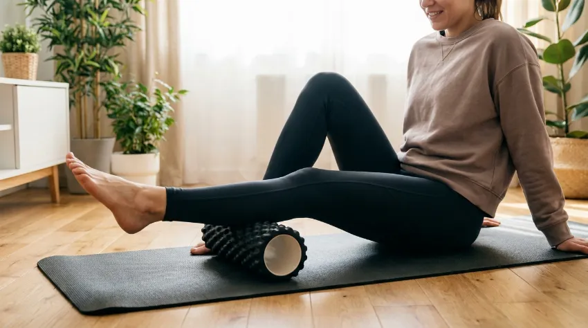 Uporaba masažnega valjčka za sproščanje mišic nog po teku