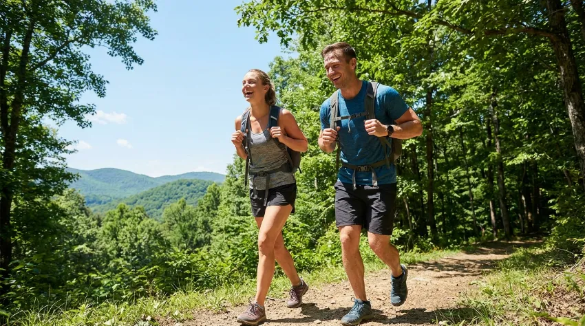 Par med hojo v hribe v naravi