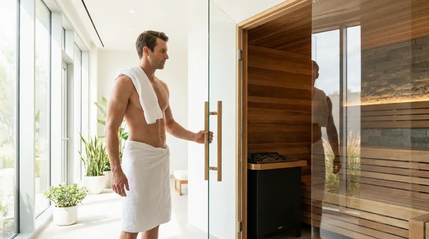 Moški vstopa v sodobno savno