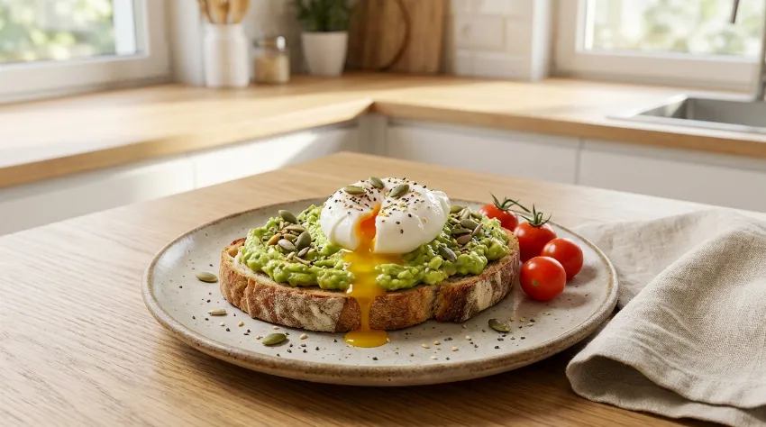 Avokado na kruhu s poširanim jajcem
