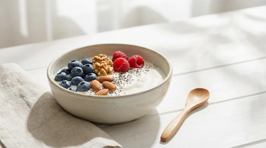 Zdrav zajtrk z grškim jogurtom in oreščki