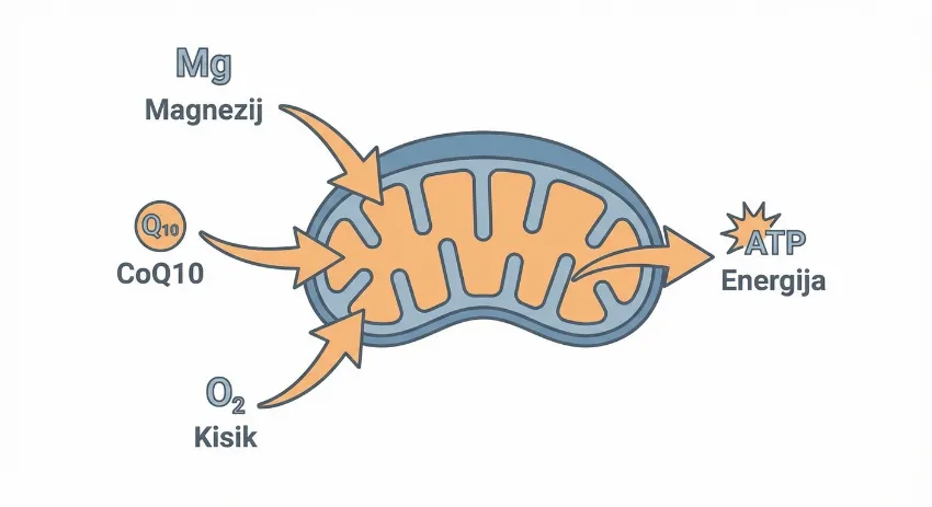 Diagram delovanja mitohondrija in ključna hranila
