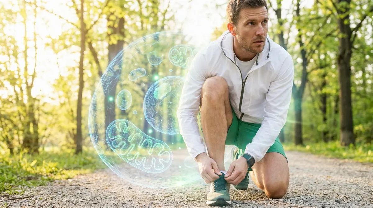 Tekač se pripravlja na tek z vizualizacijo celične energije