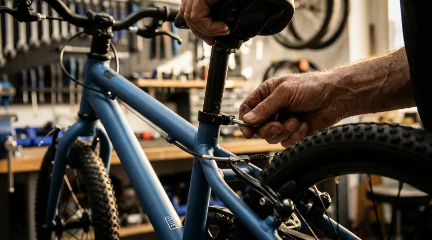 Nastavljanje višine sedeža na otroškem kolesu