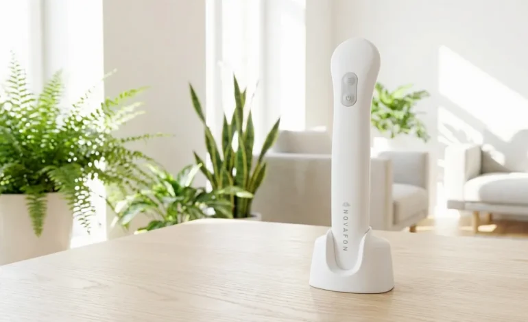 Novafon naprava s polnilno postajo na mizi