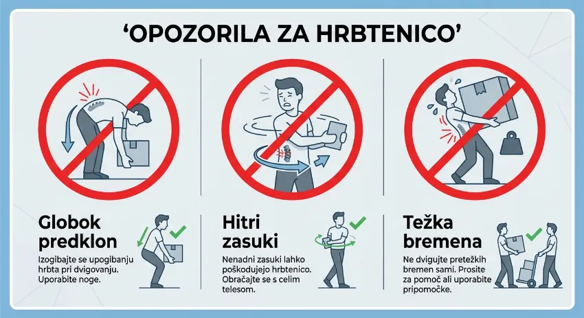 Infografika prepovedanih gibov pri osteoporozi