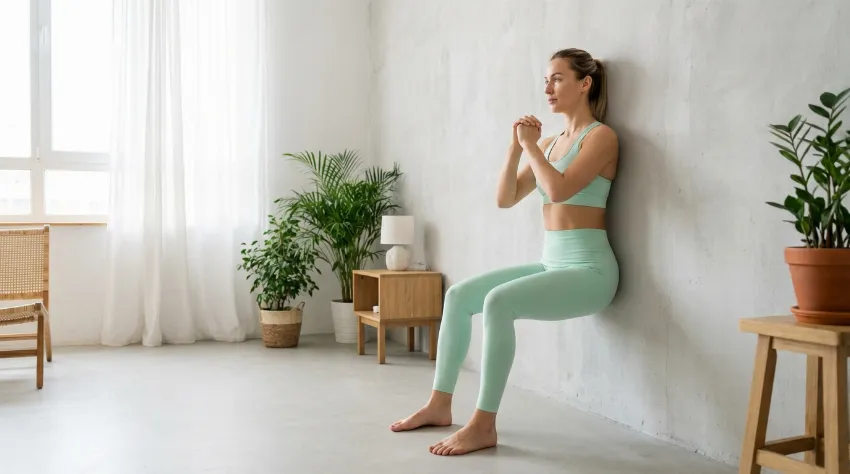 Izvajanje stenskega pilatesa v domačem okolju za krepitev nog