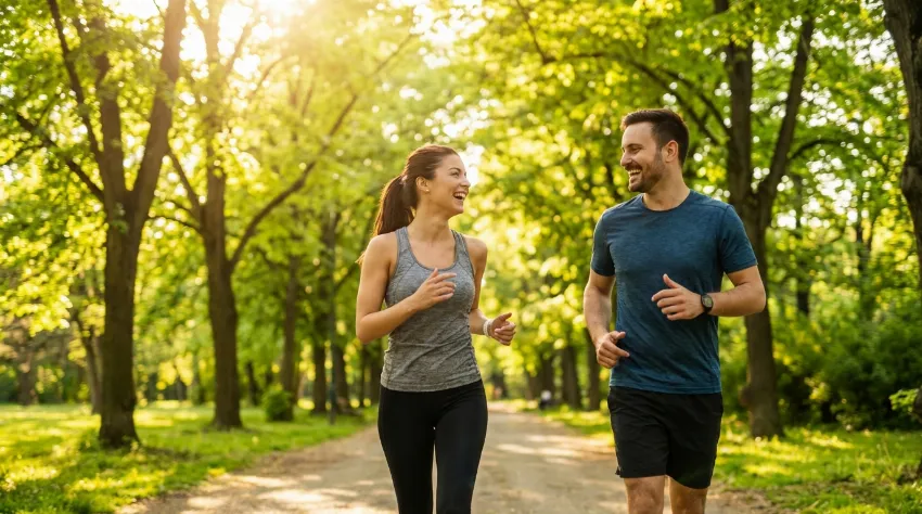 Tekača med lahkotnim tekom v pogovornem tempu