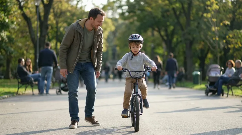 Otrok preizkuša novo kolo pred nakupom