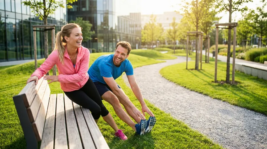 Par se sprošča po teku v parku