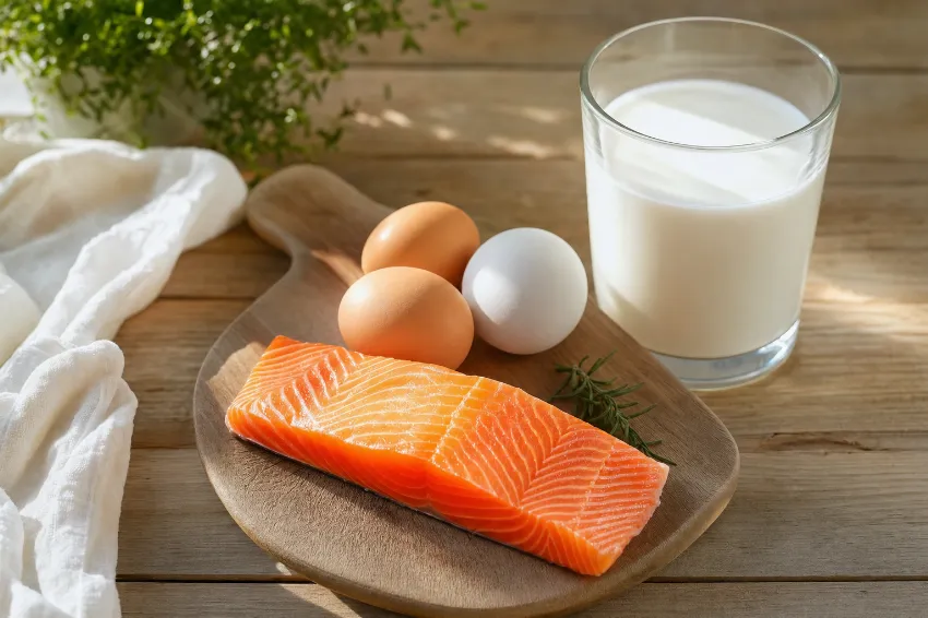 Živila z vitaminom D: mastna riba, jajca in mleko