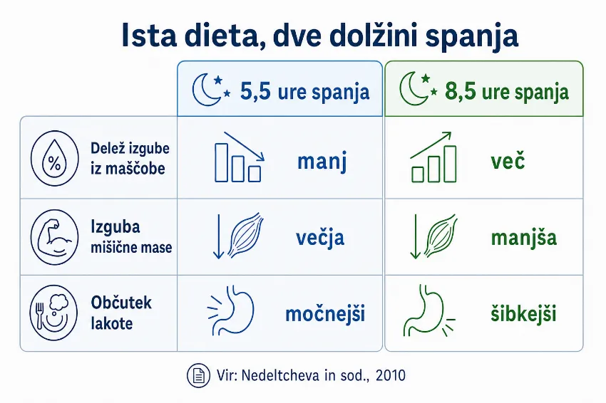 Primerjava izgube maščobe in mišic pri kratkem in dolgem spanju