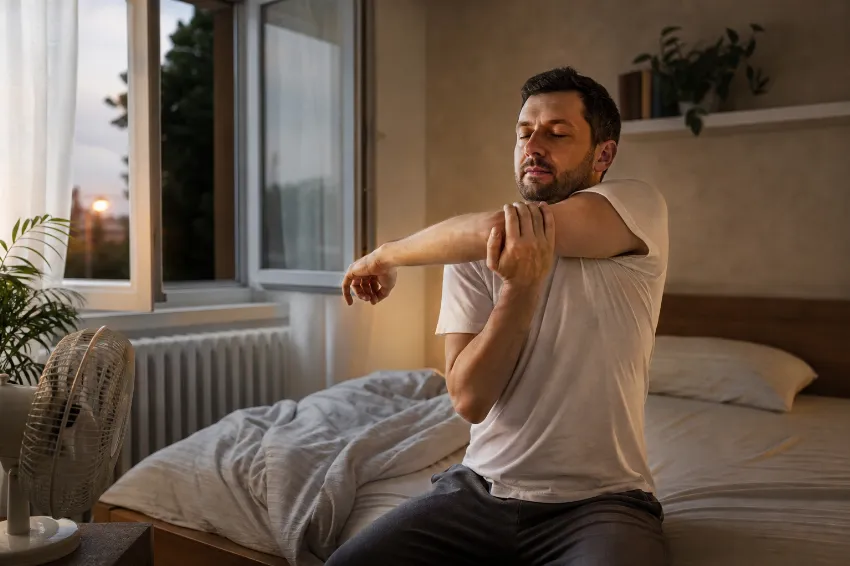 Prebujanje sredi vroče poletne noči ob odprtem oknu