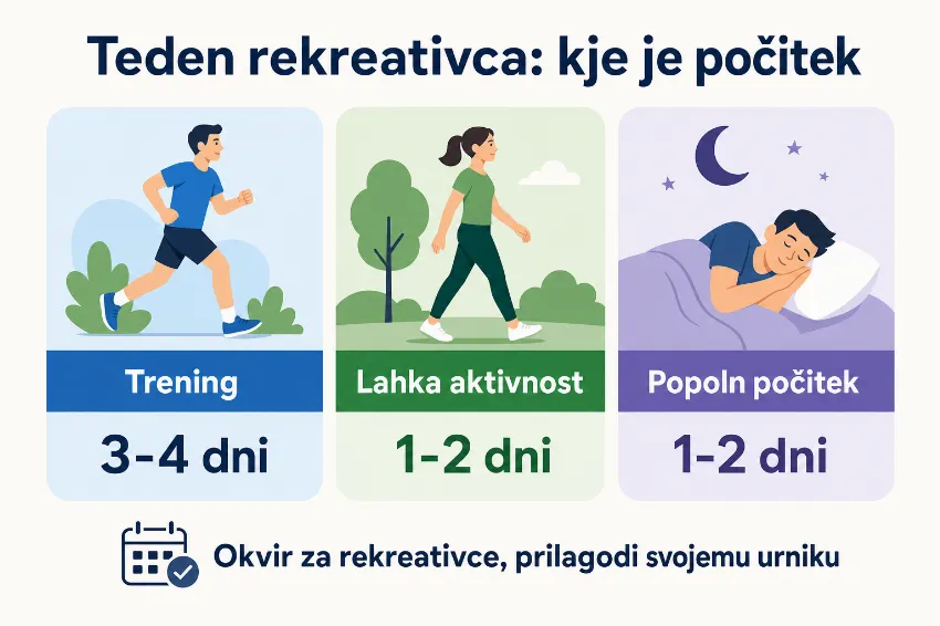 Infografika prikazuje, koliko dni počitka na teden potrebuje rekreativec
