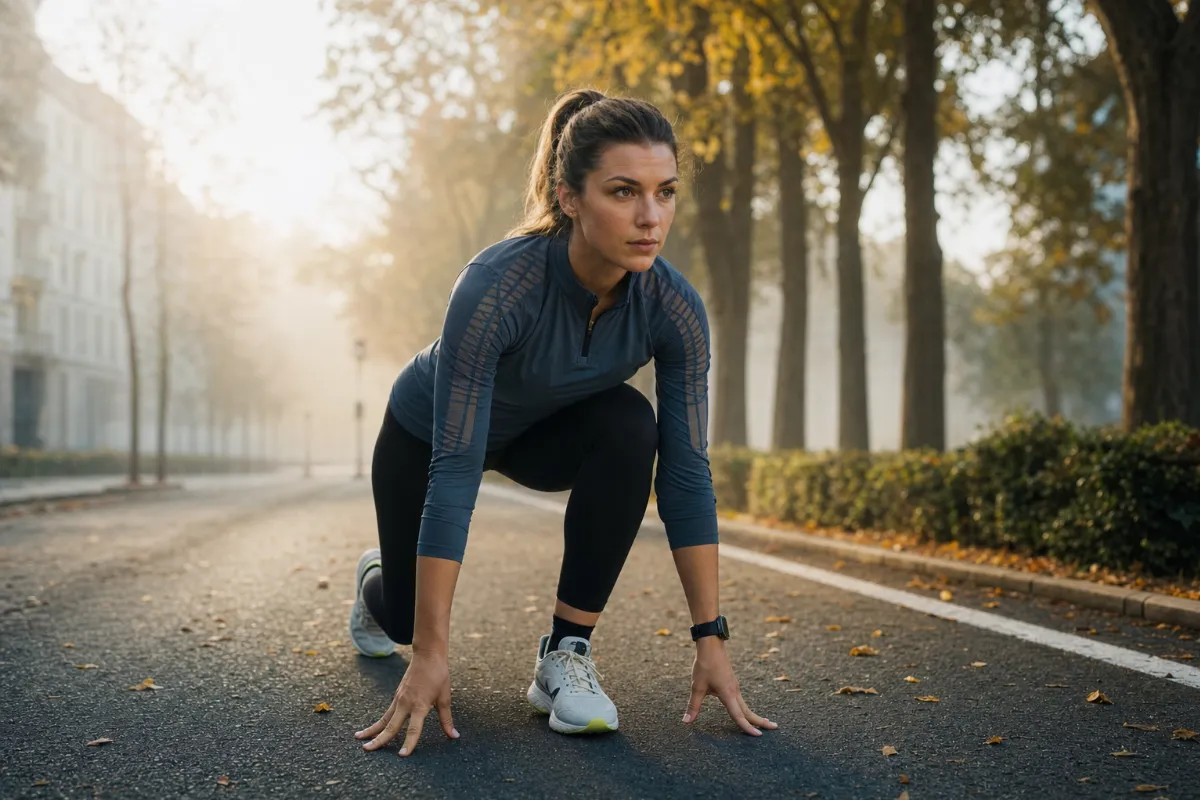 Tekačica na jutranjem treningu osem tednov pred Ljubljanskim maratonom