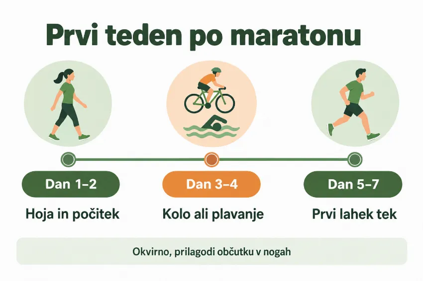 Infografika okrevanja v prvem tednu po maratonu